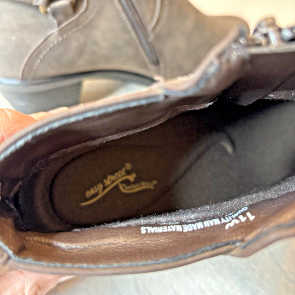 Easy Street Dawnta Brown Synethetic Ankle Boots Women's Size 11W Side Zipper - Picture 6 of 9
